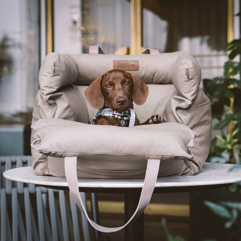 Deluxe Faux Leather Dog Car Seat Booster Bed