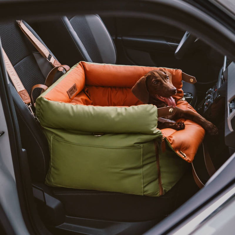 Deluxe Faux Leather Dog Car Seat Booster Bed