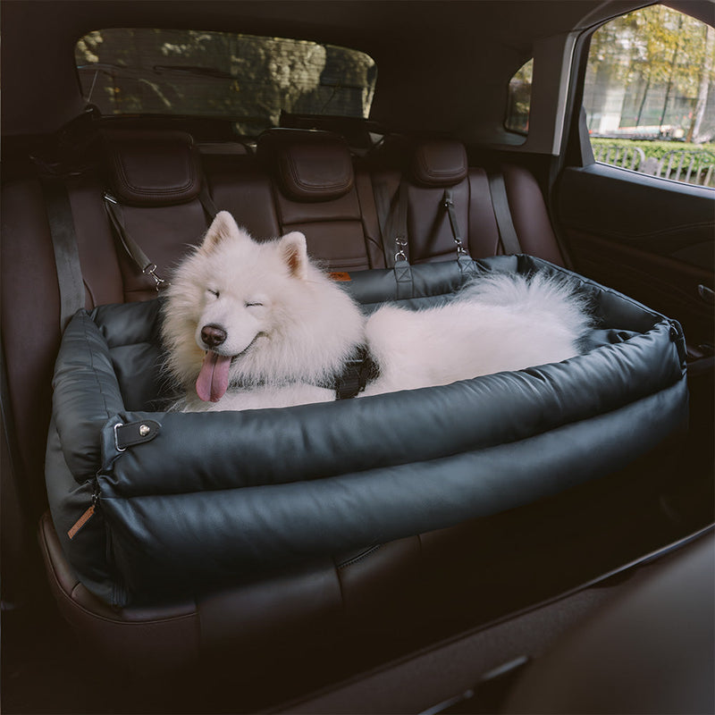 Deluxe Faux Leather Dog Car Seat Booster Bed