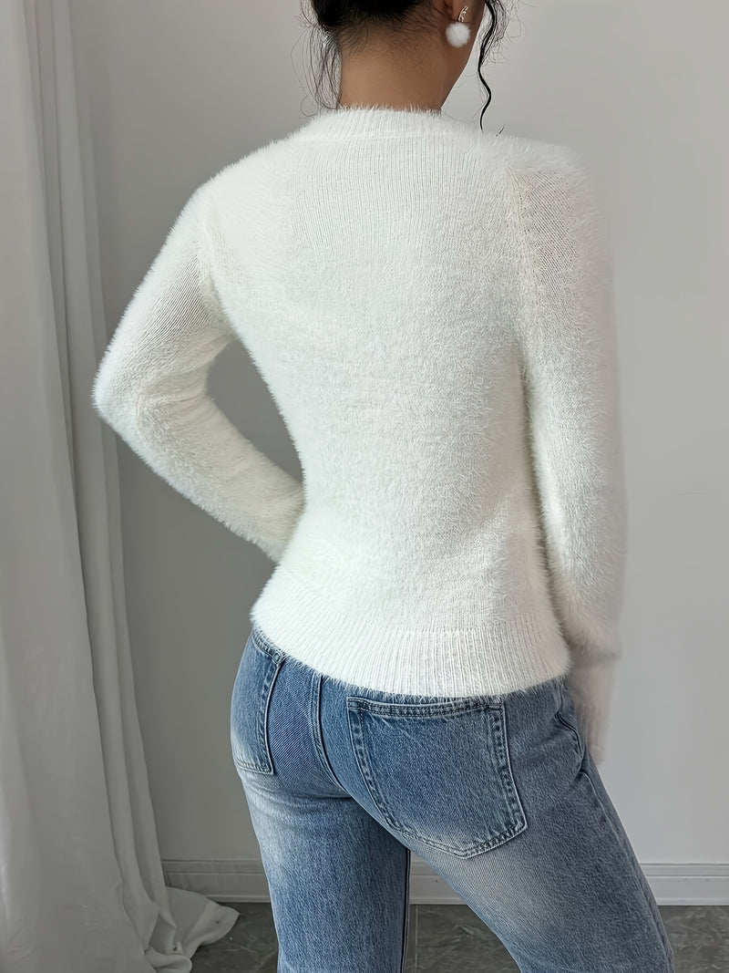 Women's Elegant Crew Neck Sweater