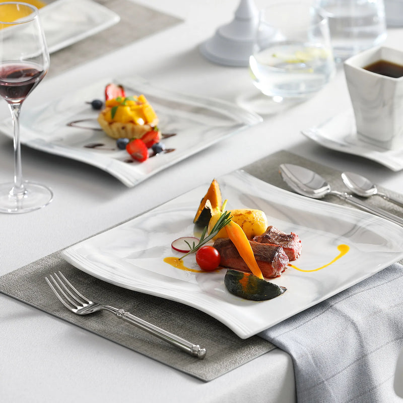 Flora Marble Porcelain Dinnerware Set