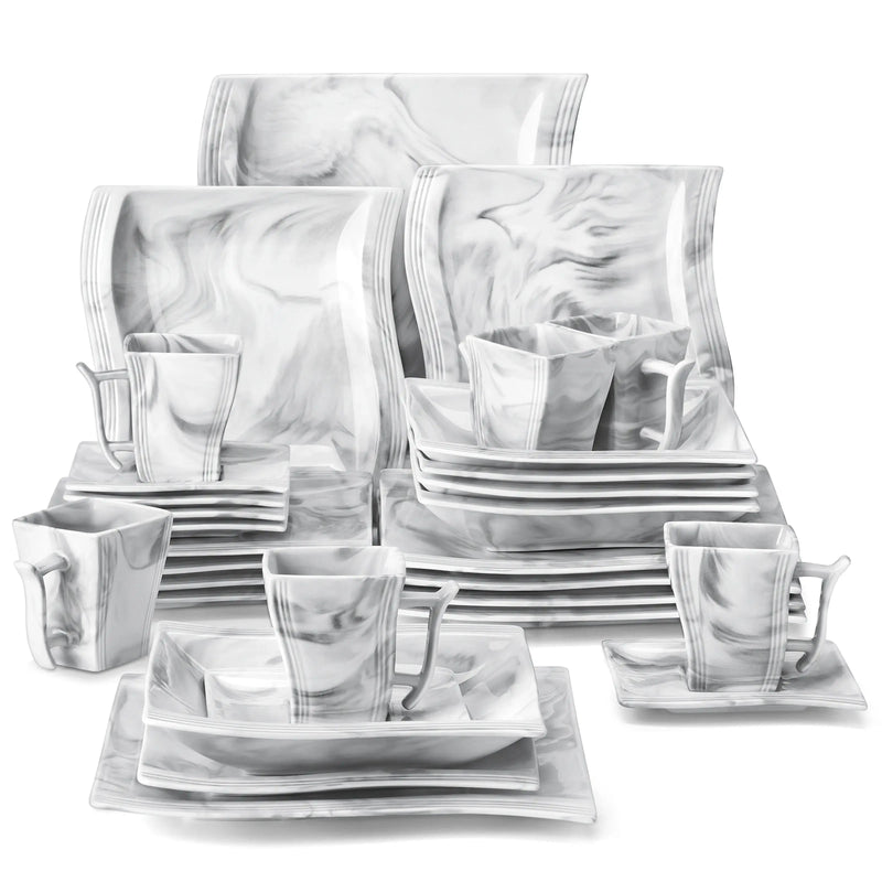 Flora Marble Porcelain Dinnerware Set