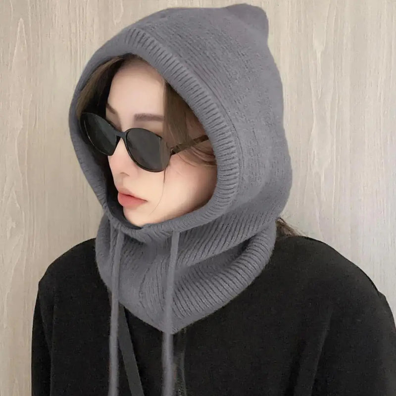 Women's Knitted Hooded Balaclava Hat