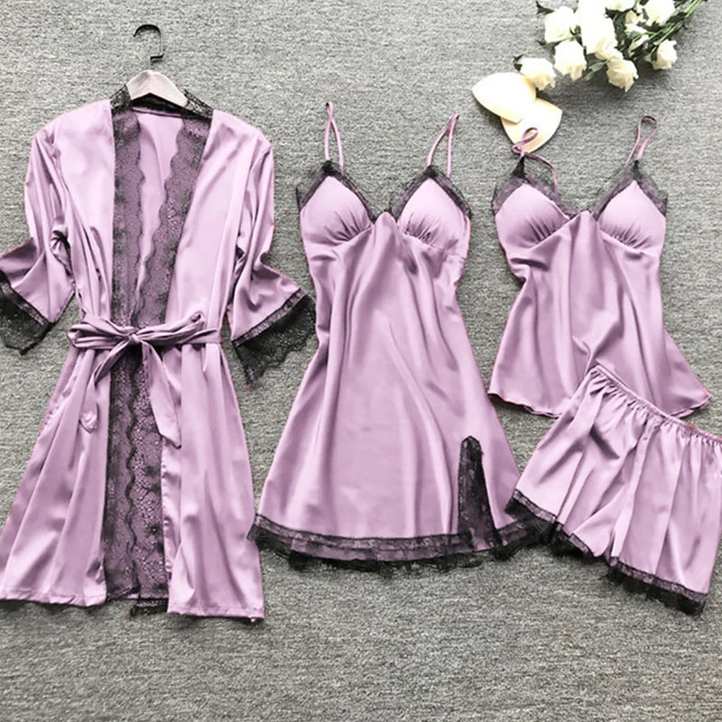 4 Pieces Luxury Sexy Lace Pajamas