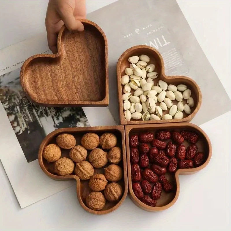 Elegant Valentine's Heart-Shaped Wooden Trays