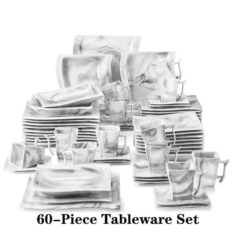 Flora Marble Porcelain Dinnerware Set