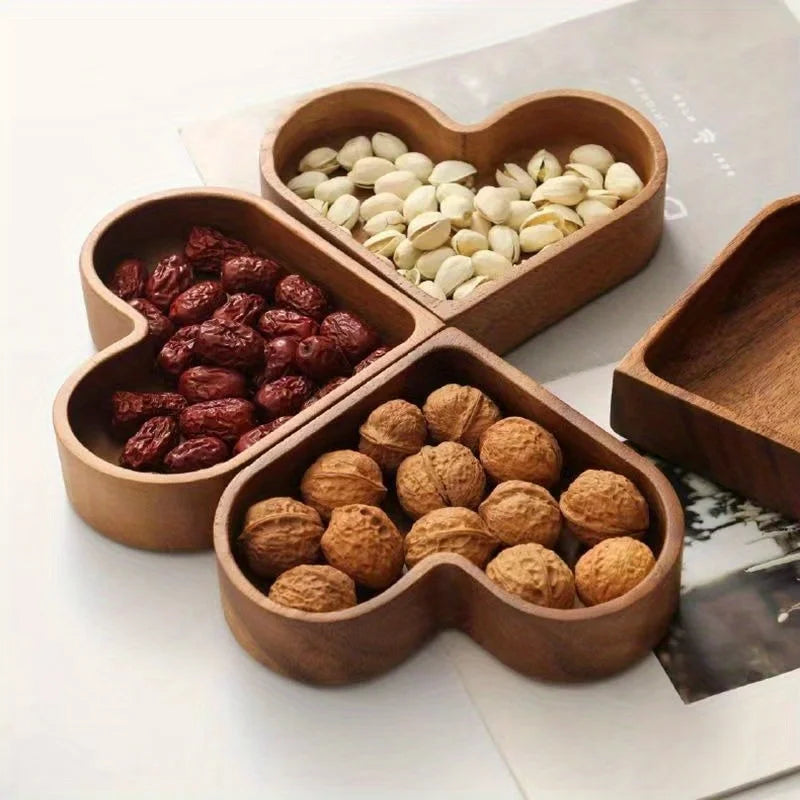 Elegant Valentine's Heart-Shaped Wooden Trays