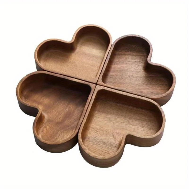 Elegant Valentine's Heart-Shaped Wooden Trays