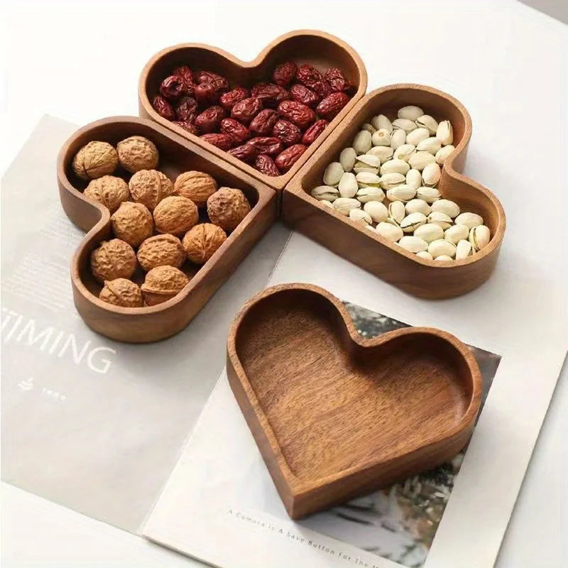 Elegant Valentine's Heart-Shaped Wooden Trays