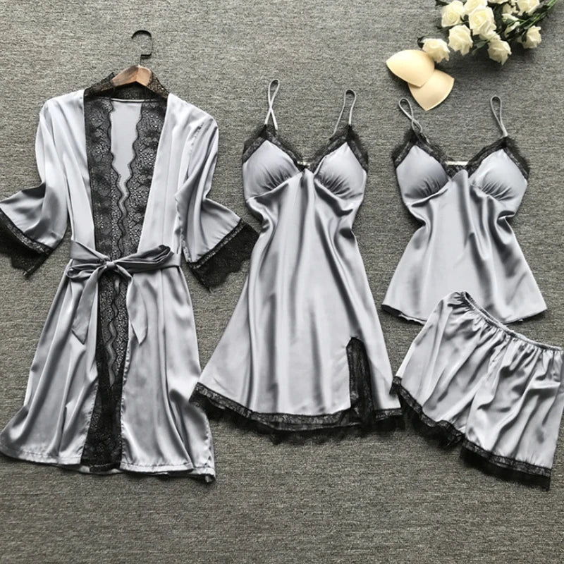 4 Pieces Luxury Sexy Lace Pajamas