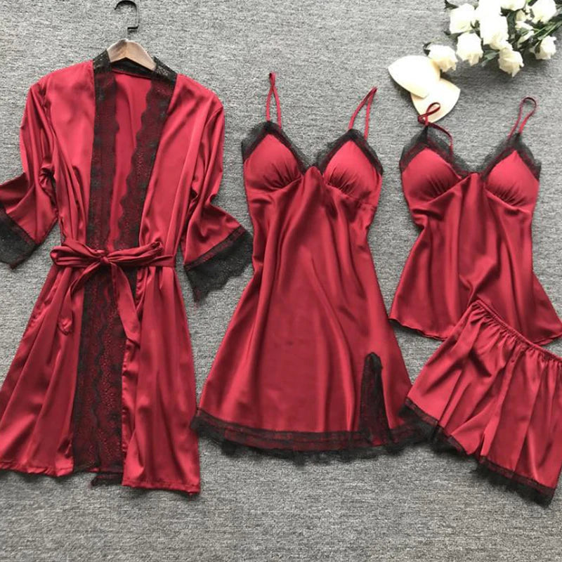 4 Pieces Luxury Sexy Lace Pajamas