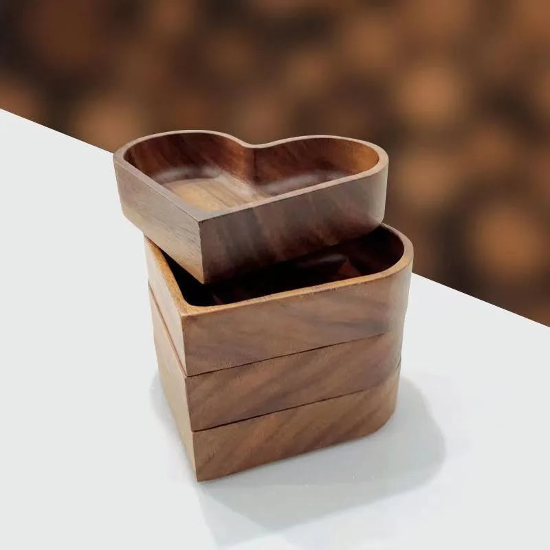 Elegant Valentine's Heart-Shaped Wooden Trays