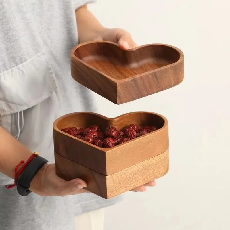 Elegant Valentine's Heart-Shaped Wooden Trays