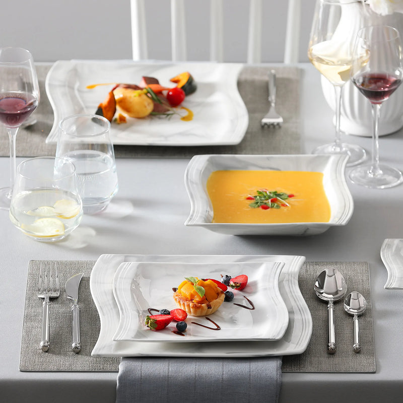 Flora Marble Porcelain Dinnerware Set