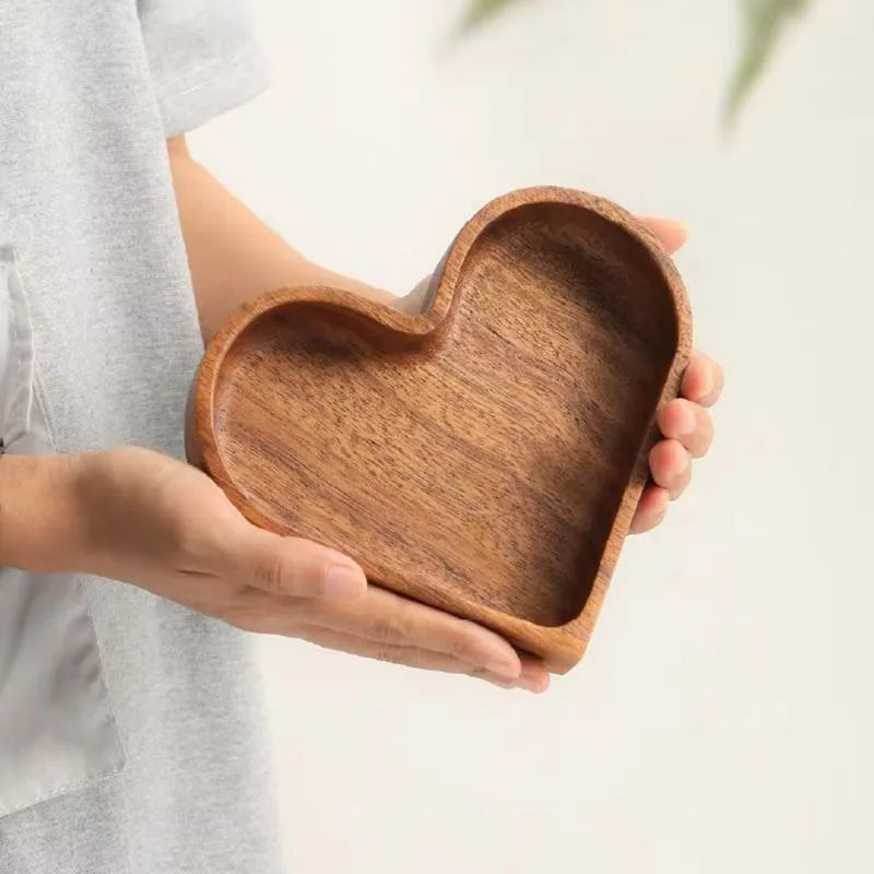 Elegant Valentine's Heart-Shaped Wooden Trays