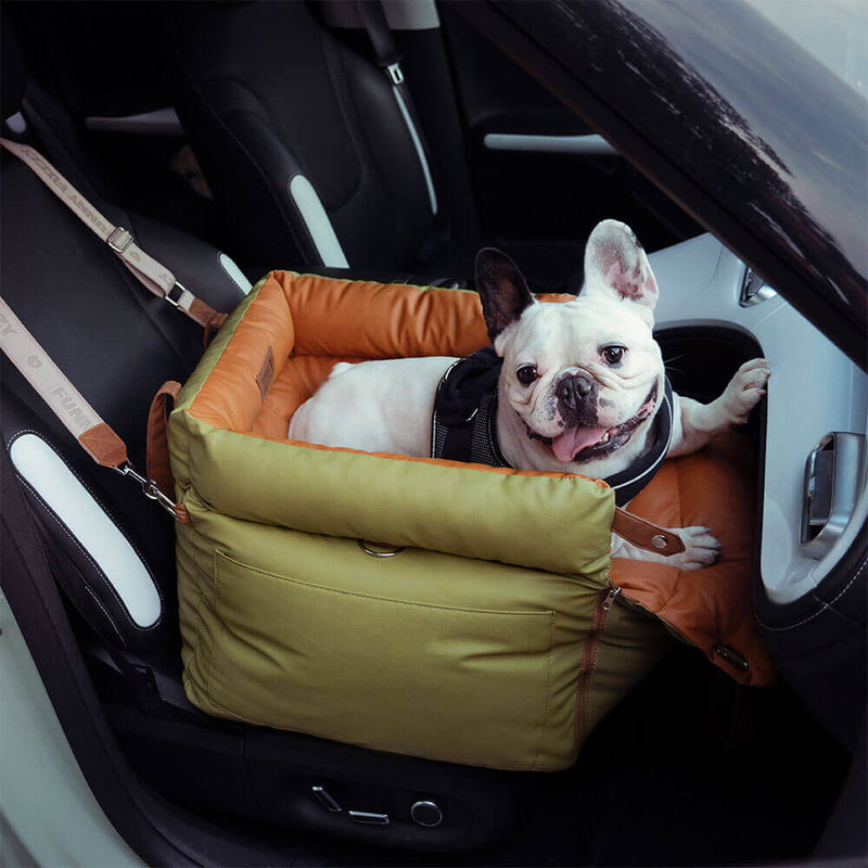 Deluxe Faux Leather Dog Car Seat Booster Bed